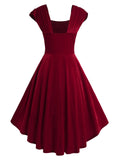 Burgundy Love Heart Gold Button 1950S Vintage Dress