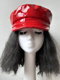 Red Patent Leather Biker Hat