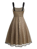 Gold Star Sequin 1950s Vintage Party Dress