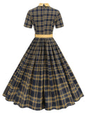 1950s Peter Pan Collar Plaid Vintage Swing Dress