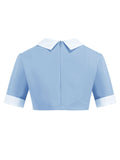 2PS Baby Blue Peaked Collar Short Sleeve 1950S Coat With Strap Vintage Dress Inspired By Mrs. Maisel